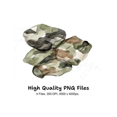 Camouflage Rocks Clipart Bundle