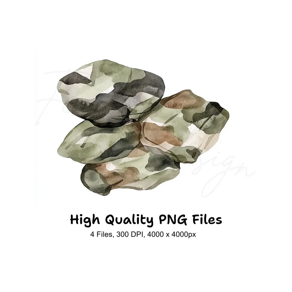 Camouflage Rocks Clipart Bundle
