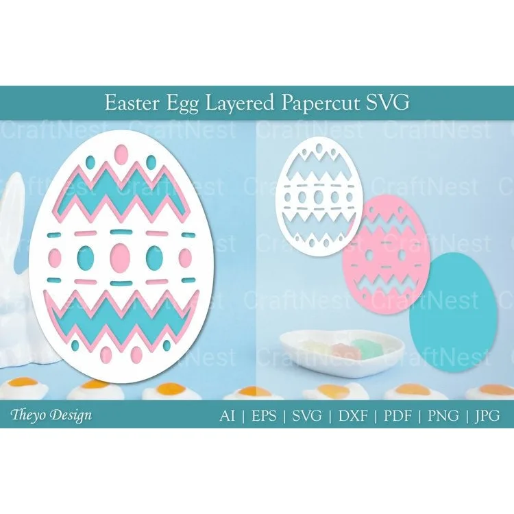 Easter Egg Layered Papercut SVG Bundle