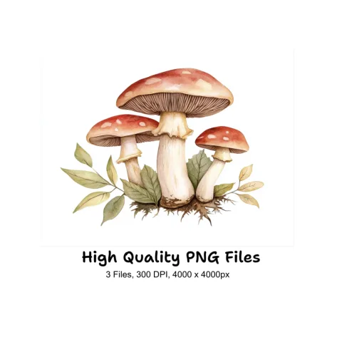 Earthy Toned Mushroom Clipart Bundle