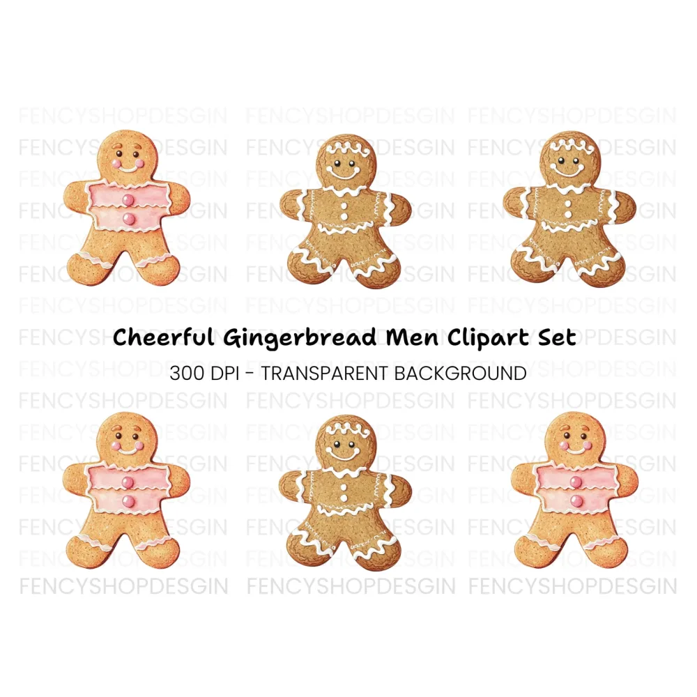 Festive Gingerbread Couple Clipart Bundle