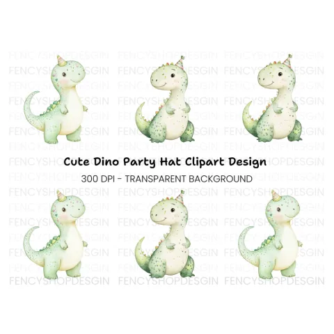 Adorable Baby Dinosaur Birthday Clipart Bundle
