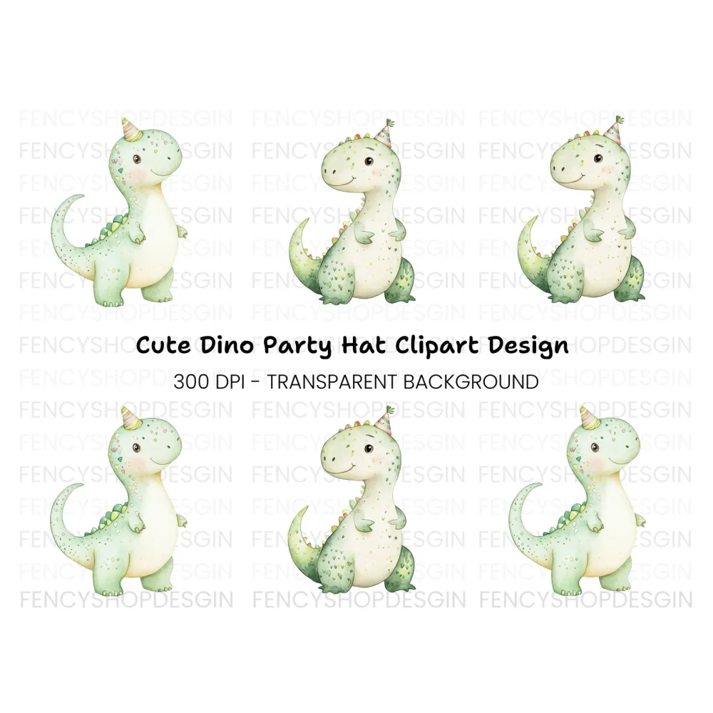 Adorable Baby Dinosaur Birthday Clipart Bundle