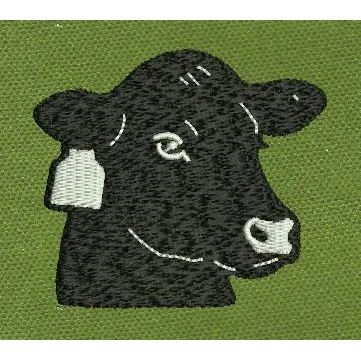 Cow Head Black Embroidery Design