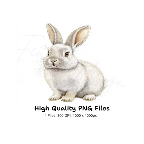 White Bunny Rabbit Clipart Bundle
