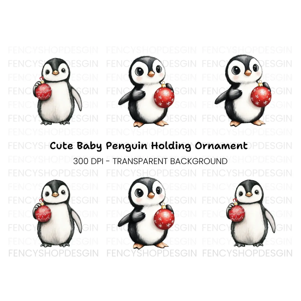 Cute Christmas Penguin Clipart Bundle