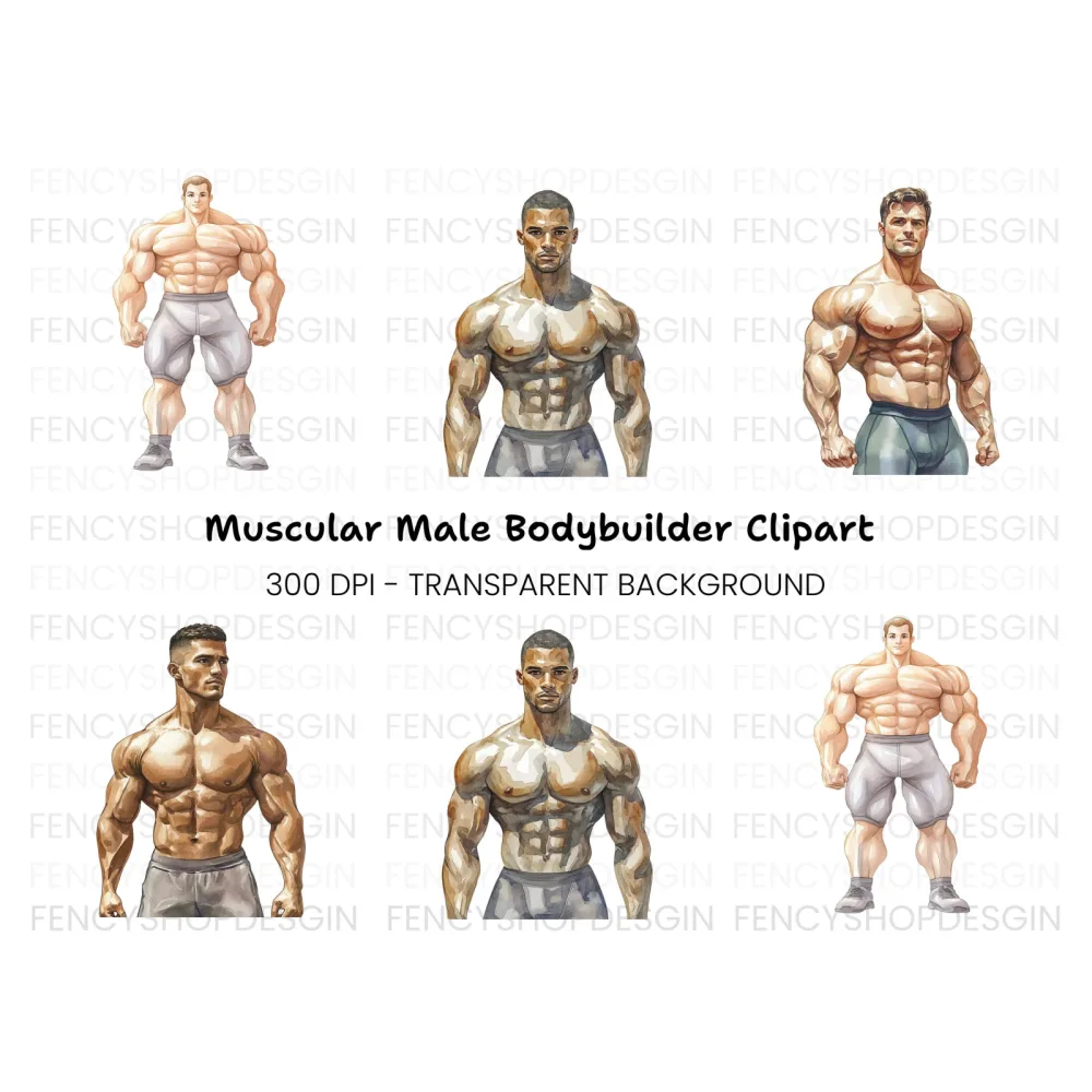 Muscular Bodybuilders Clipart Bundle
