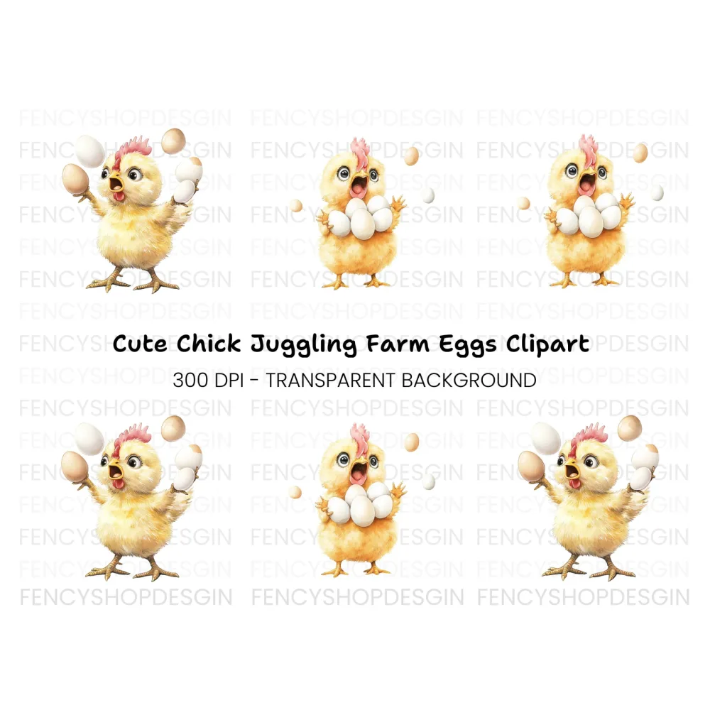 Cute Chicks with Eggs Clipart Bundle
