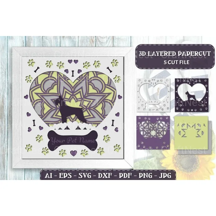 Pet Dog D Papercut Layered Lightbox SVG