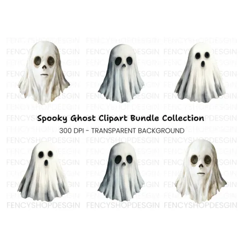 Spooky Ghost Trio Clipart Bundle