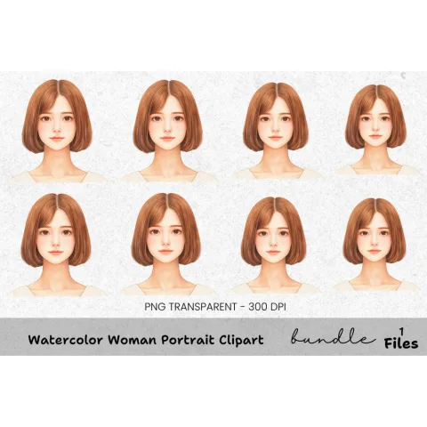 Woman Portrait Clipart Bundle