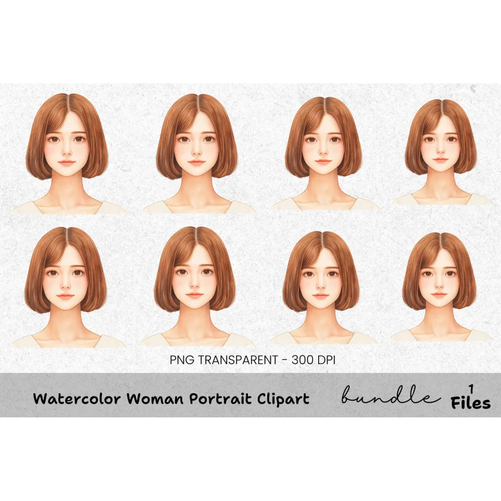 Woman Portrait Clipart Bundle