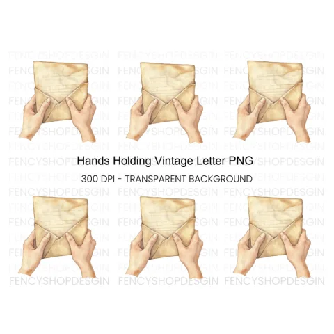 Vintage Hands Holding Old Letter Clipart Bundle