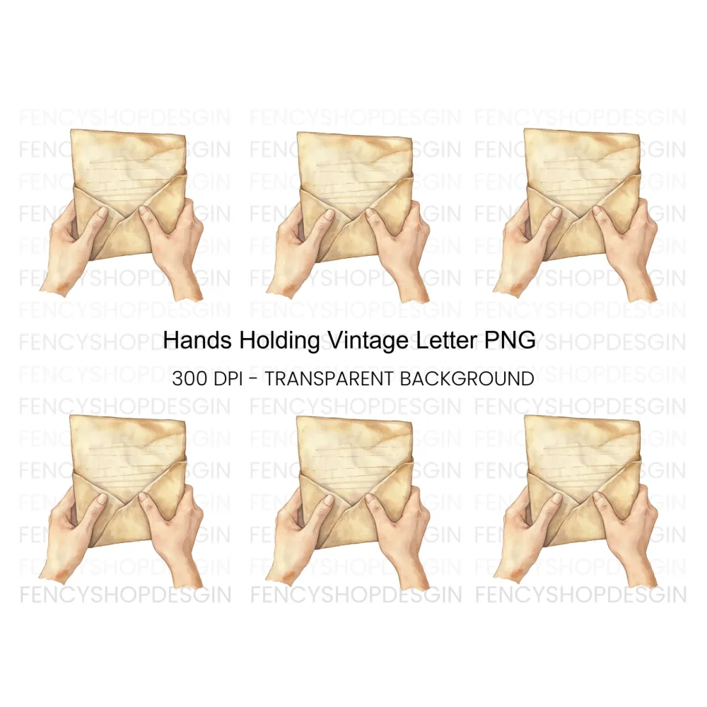Vintage Hands Holding Old Letter Clipart Bundle