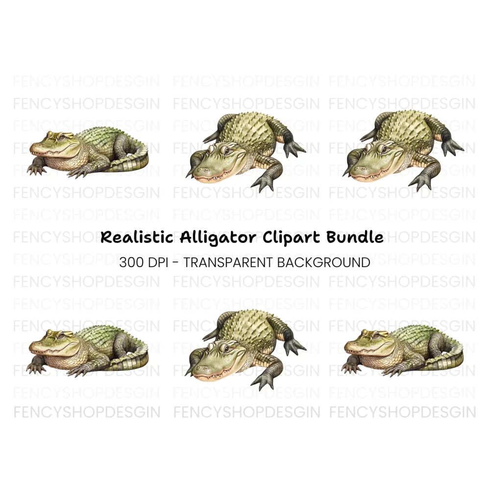 Alligator and Crocodile Clipart Bundle
