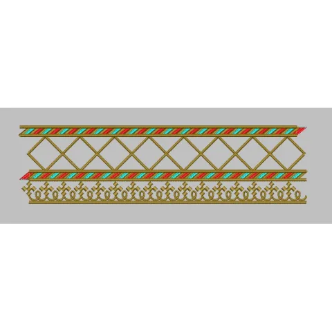 Lattice and Cross Stitch Geometric Border Embroidery Design