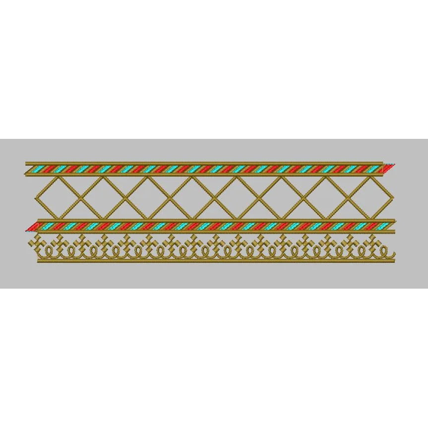 Lattice and Cross Stitch Geometric Border Embroidery Design