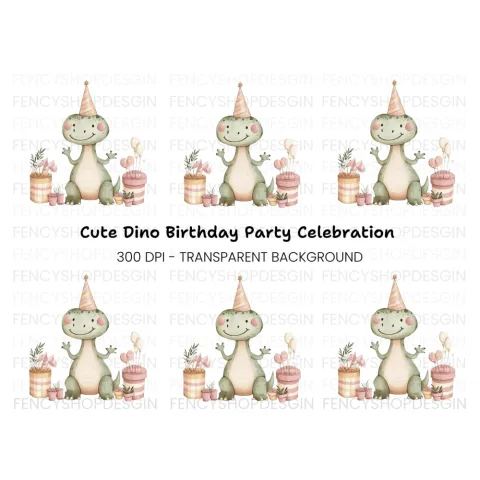 Sweet Baby Dinosaur Party Clipart Bundle