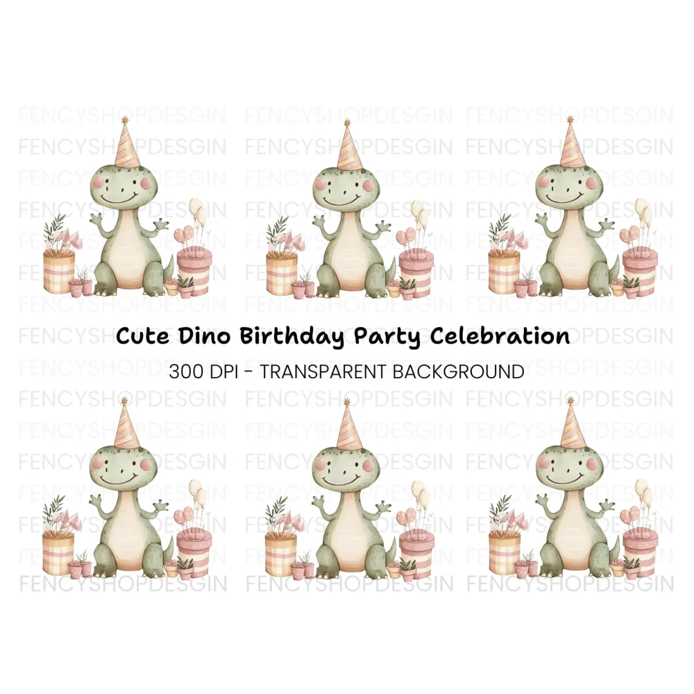 Sweet Baby Dinosaur Party Clipart Bundle