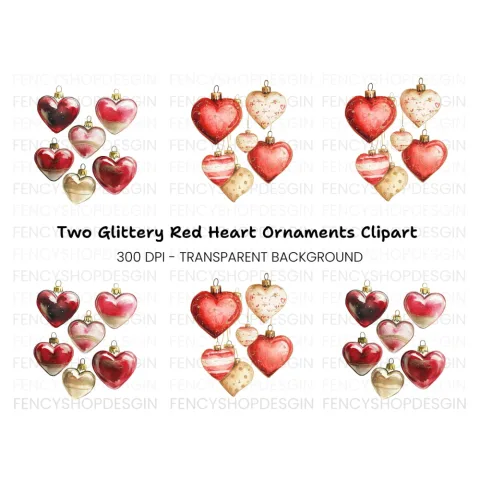 Heart Shaped Holiday Ornament Clipart Bundle