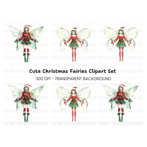 Festive Christmas Fairy Clipart Bundle