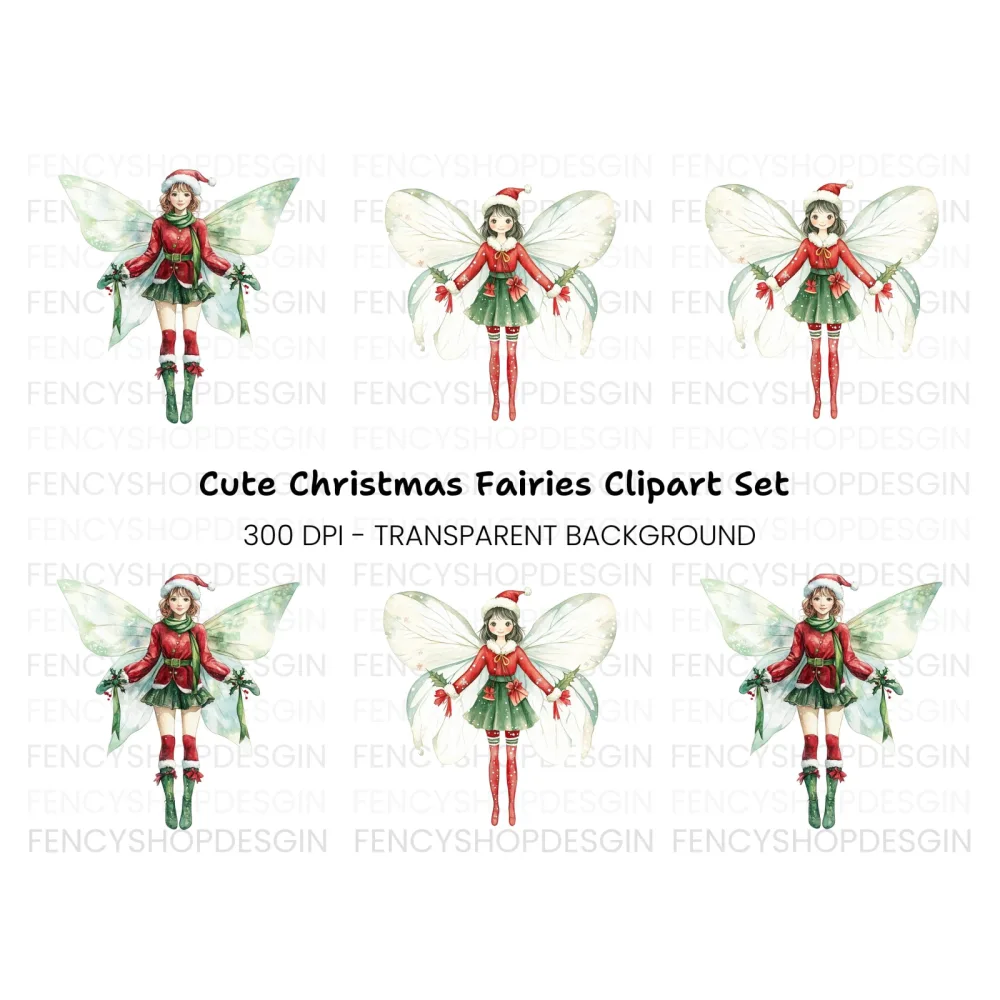 Festive Christmas Fairy Clipart Bundle