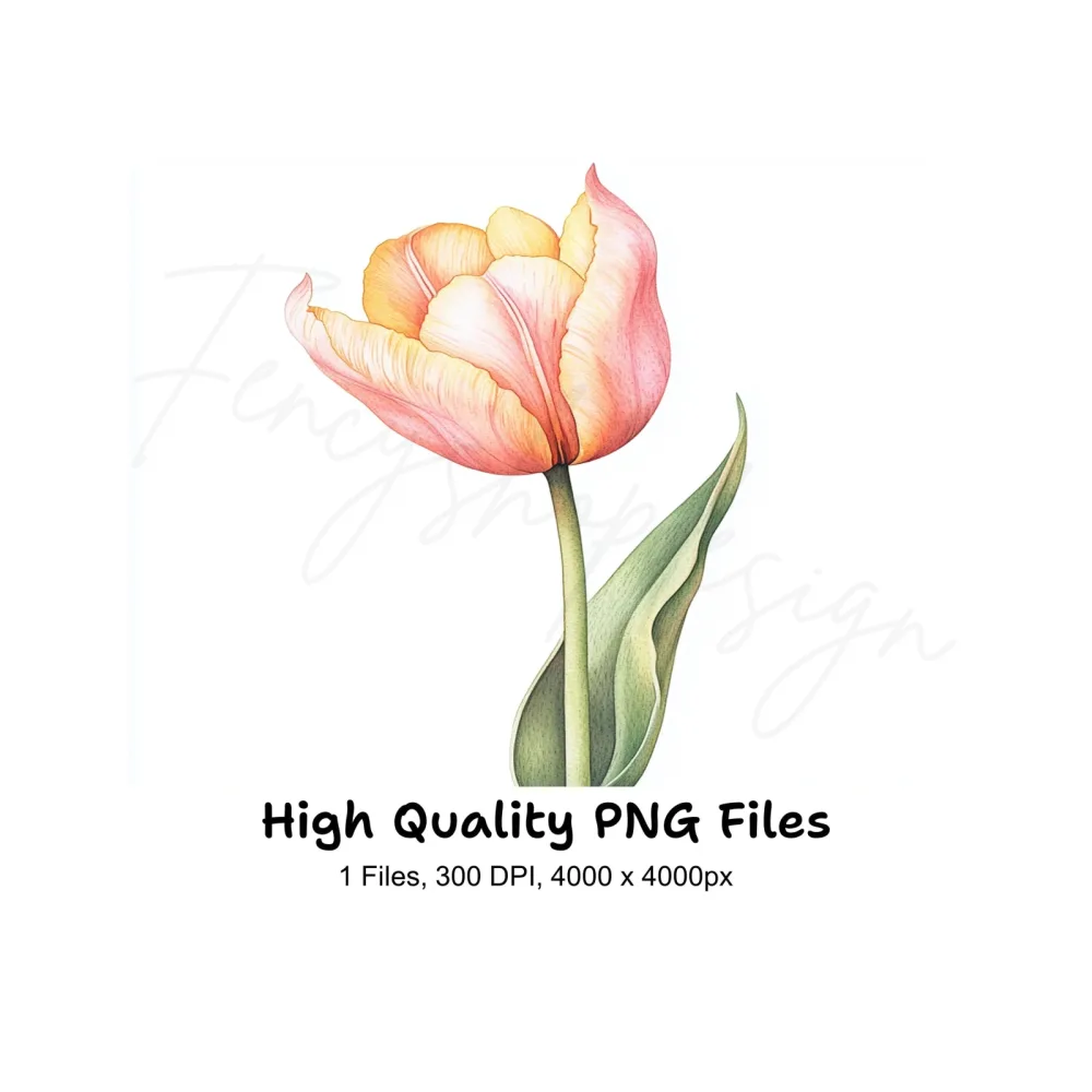 Pink and Yellow Tulip Clipart Bundle