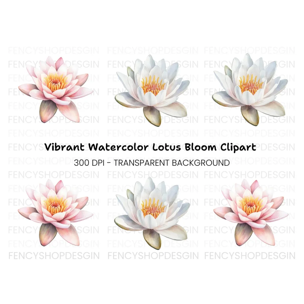 Elegant Water Lily Clipart Bundle