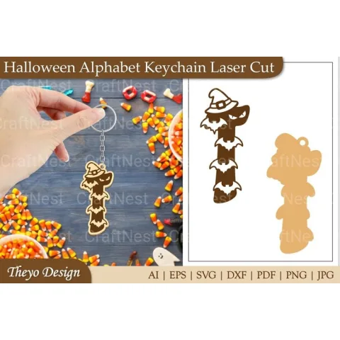 Halloween Keychain Alphabet SVG