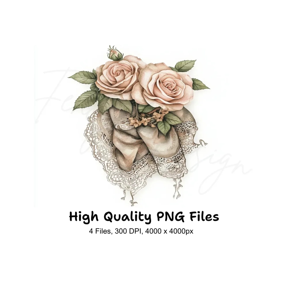 Vintage Rose Lace Clipart Bundle