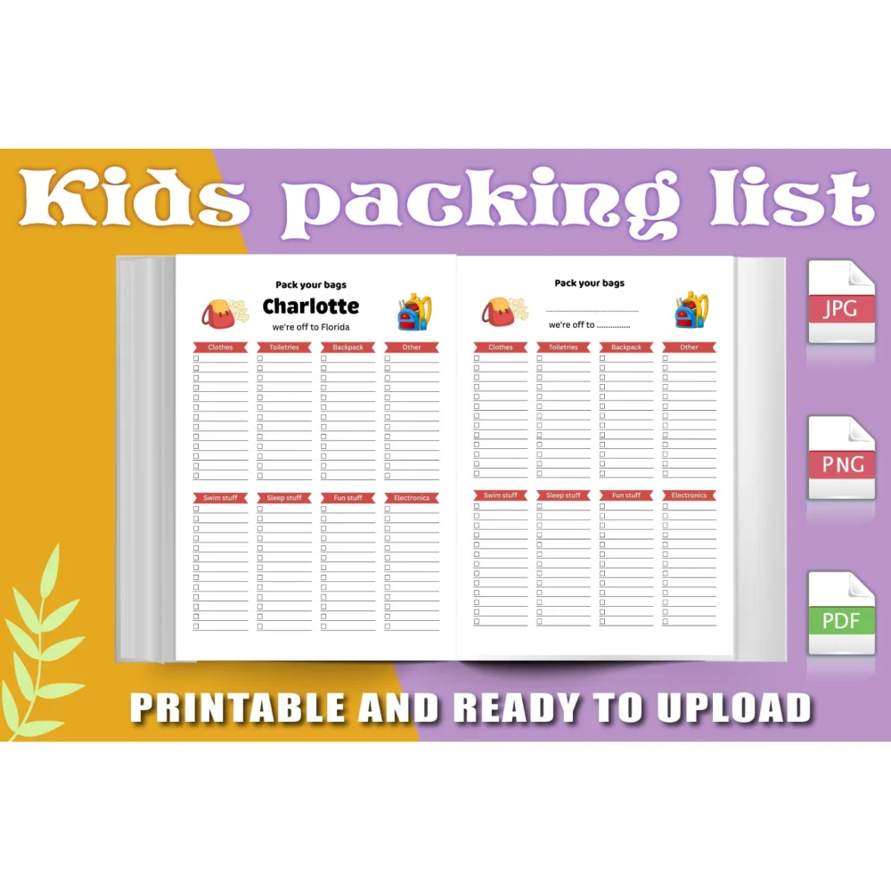 Kids Packing List Planner