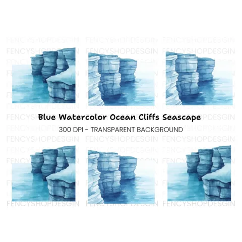 Icy Blue Cliffs Clipart Bundle