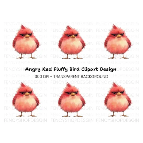 Angry Red Bird Illustration Clipart Bundle
