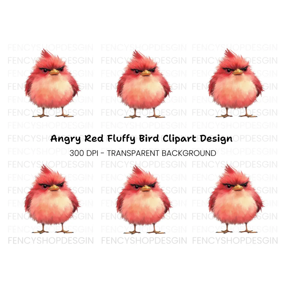 Angry Red Bird Illustration Clipart Bundle