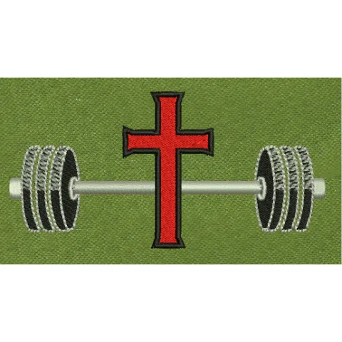 Barbell Cross Red Embroidery Design