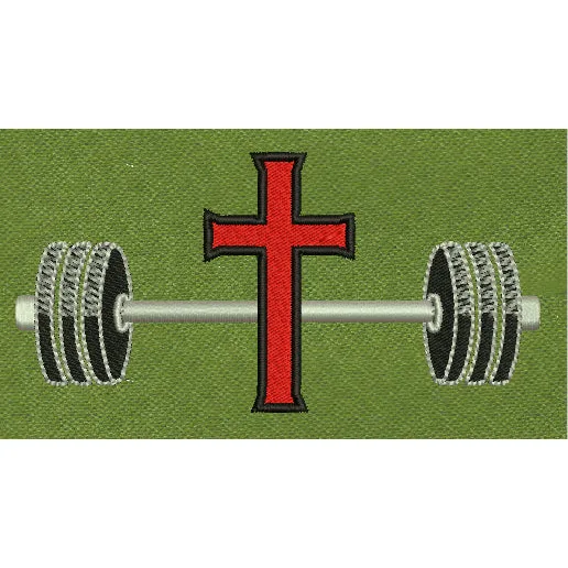 Barbell Cross Red Embroidery Design