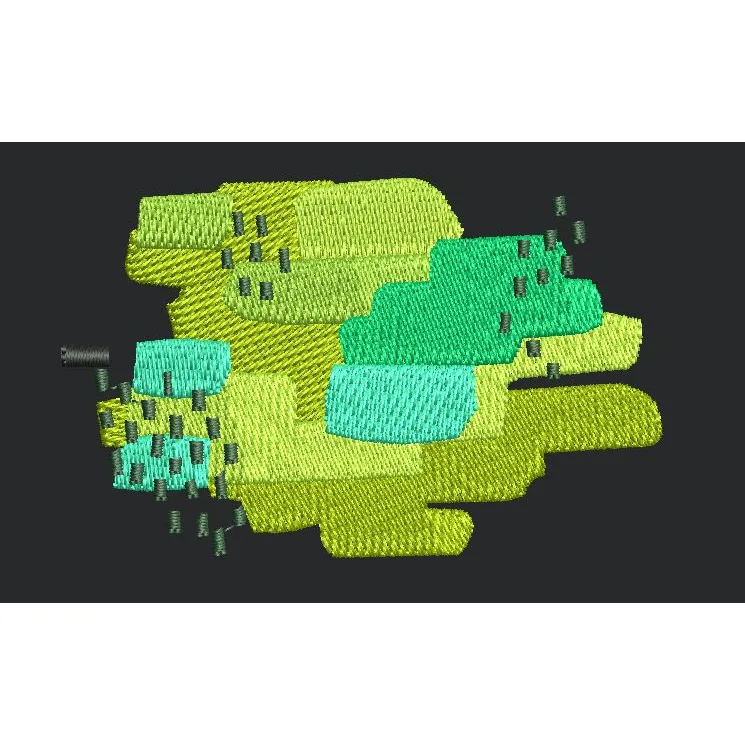 Abstract Green Patchwork Embroidery Design