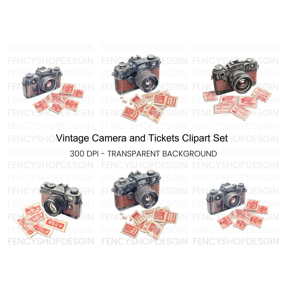 Vintage Camera Stamp Clipart Bundle