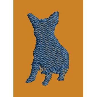 Blue Cat Silhouette Embroidery Design