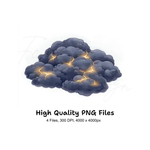 Glowing Cracks in Dark Cloud Formations Clipart Bundle