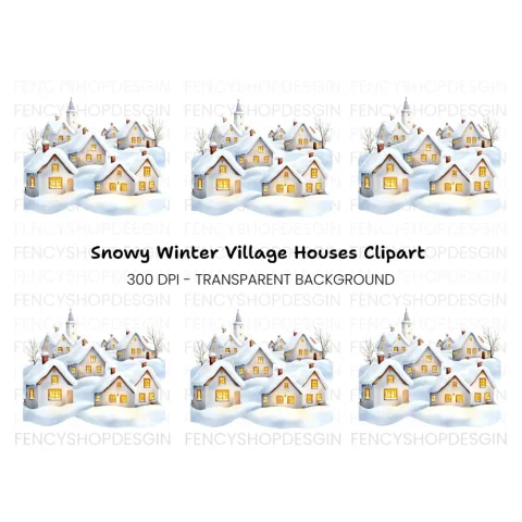 Winter Village Clipart Bundle