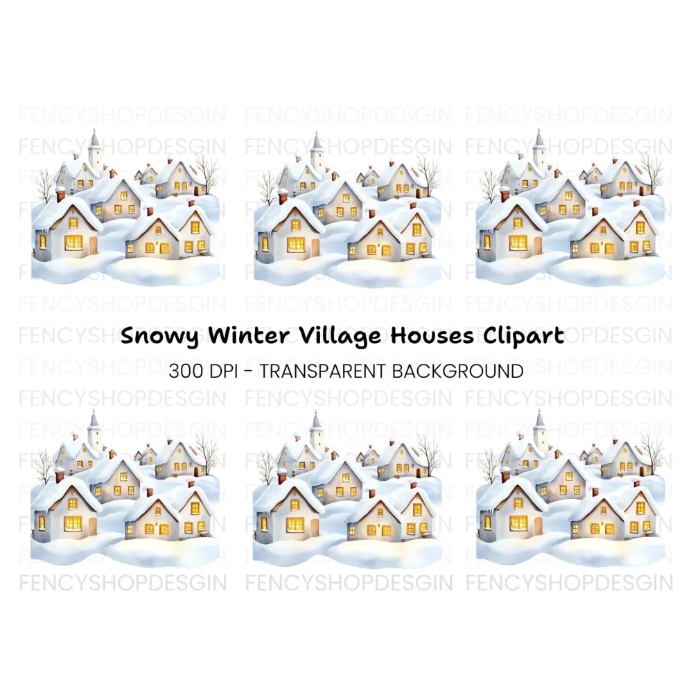 Winter Village Clipart Bundle