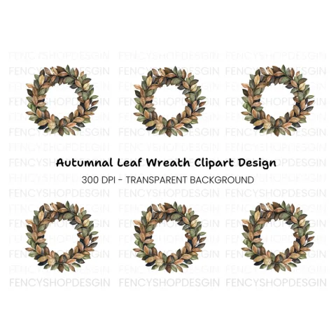 Autumn Leaves Wreath Clipart Bundle