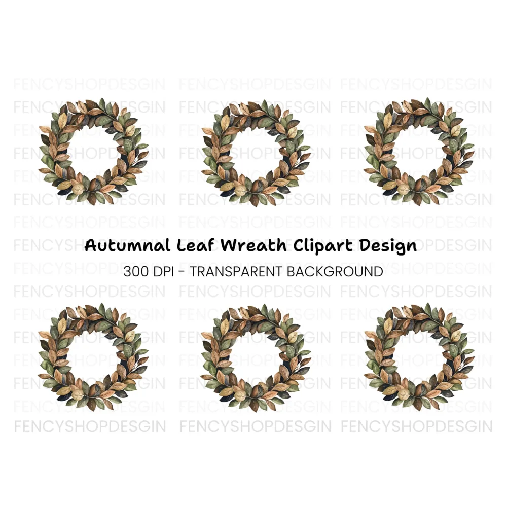 Autumn Leaves Wreath Clipart Bundle
