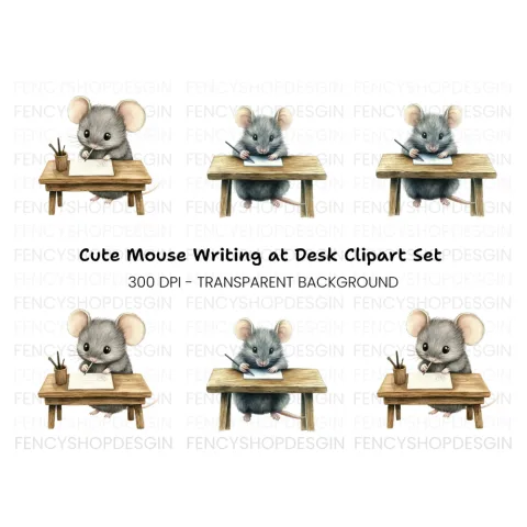 Adorable Mice Writing Clipart Bundle