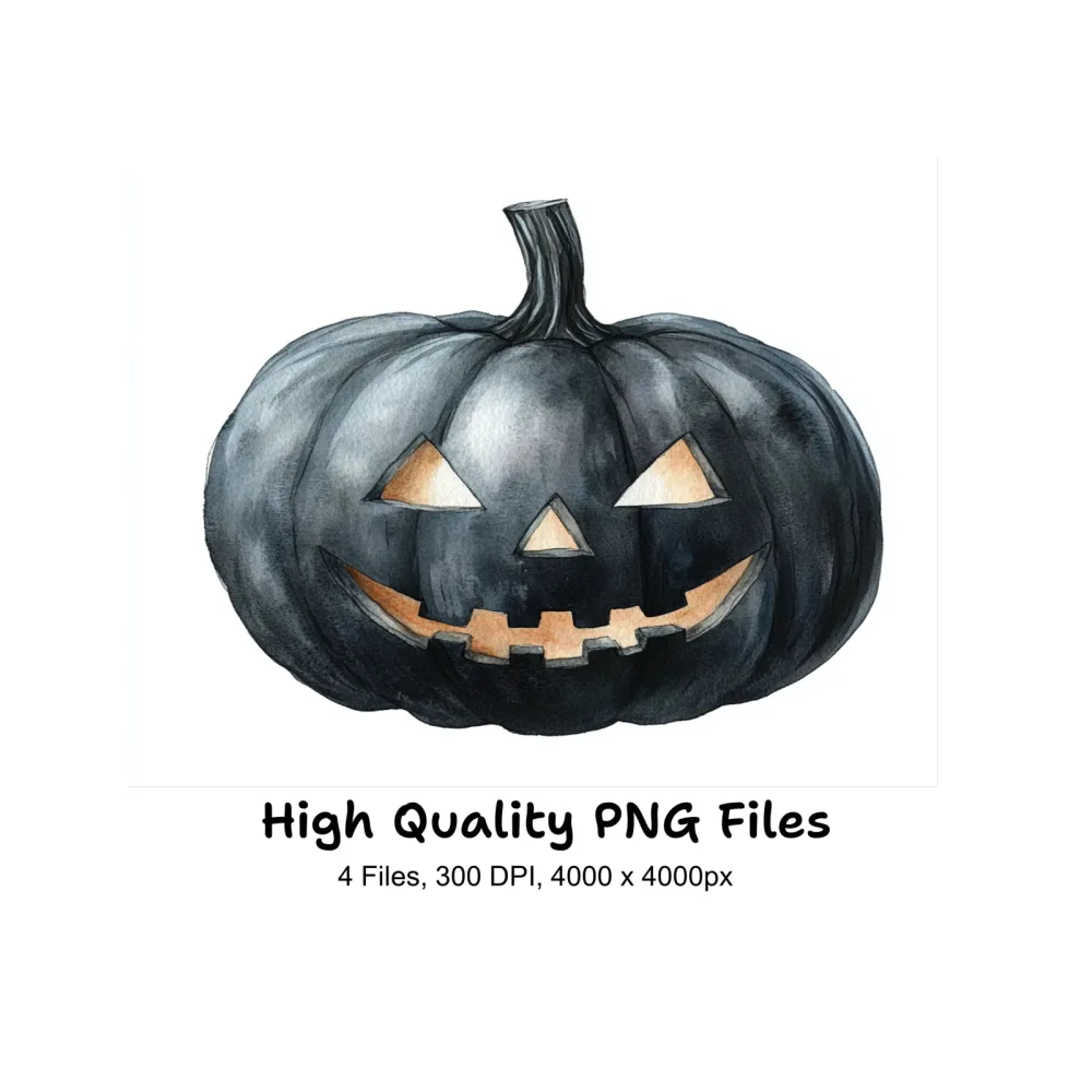 Jack Lantern Black Pumpkins Clipart Bundle