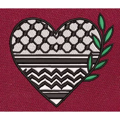 Heart Black & White Embroidery Design