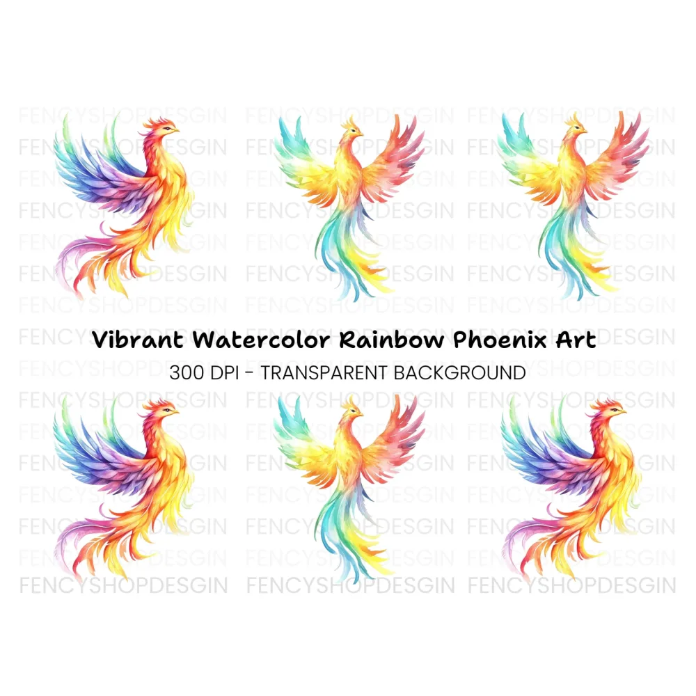 Vibrant Phoenix Clipart Bundle