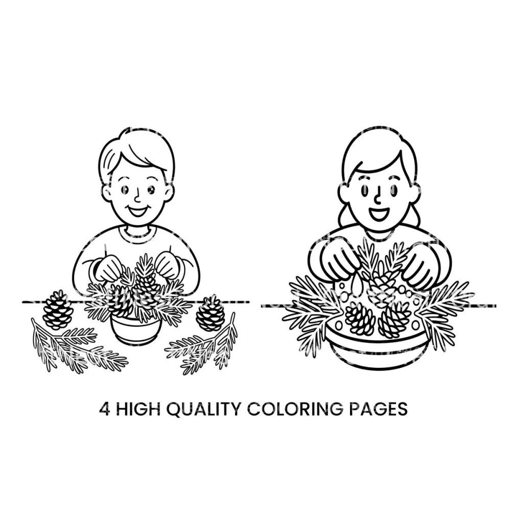 Pinecone and Evergreen Wreath Coloring Books