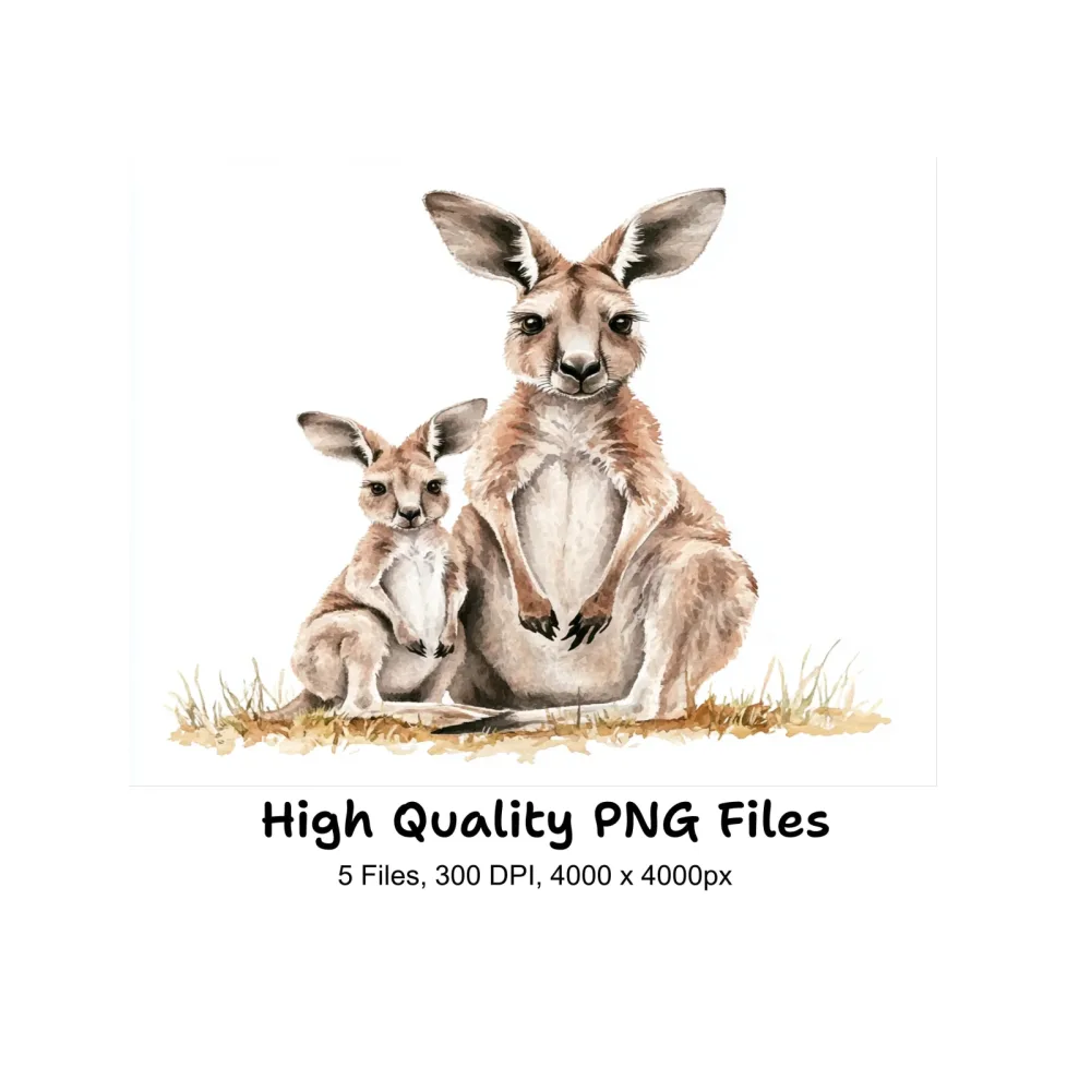 Kangaroo and Joey Clipart Bundle